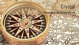  Presentation with vintage compass - Amazing theme having compass on vintage retro map backdrop and a coral colored foreground