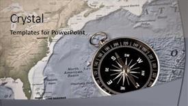  Presentation with compass map - Beautiful theme featuring compass-on-world-map backdrop and a mint green colored foreground