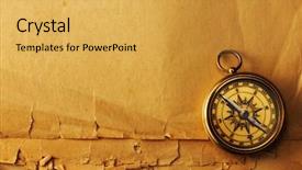  Presentation with old compass antique paper - PPT theme featuring compass over old paper background background and a yellow colored foreground
