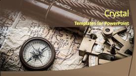  Presentation with vintage compass - Presentation theme enhanced with compass sextant and old map background and a tawny brown colored foreground