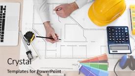  Presentation with professional - Colorful PPT layouts enhanced with compass white man - professional engineer working with blueprints backdrop and a lemonade colored foreground