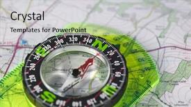  Presentation with compass map - Theme consisting of compass with marked degrees background and a light gray colored foreground