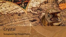  Presentation with vintage world travel - Colorful slide deck enhanced with compass with sundial on ancient backdrop and a red colored foreground