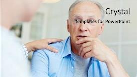  Presentation with physiotherapy aged care - Cool new presentation theme with compassion - anxious aged man talking backdrop and a light gray colored foreground