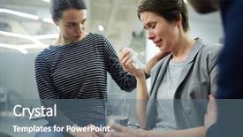  Presentation with compassion - Audience pleasing theme consisting of compassion - crying woman telling her problem backdrop and a ocean colored foreground