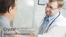  Presentation with doctor office - PPT theme having compassion - medical office - male doctor background and a soft green colored foreground