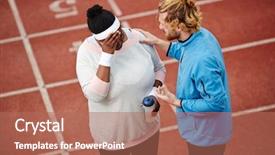  Presentation with female sport - Presentation with compassion - professional sport instructor encouraging background and a coral colored foreground