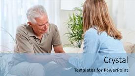  Presentation with social worker - PPT theme consisting of compassion - senior man with social worker background and a light blue colored foreground