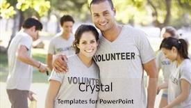  Presentation with volunteer - PPT layouts having compassion - volunteer group clearing litter background and a mint green colored foreground
