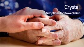  Presentation with compassion - Presentation consisting of compassion - young hand holding an elderly background and a navy blue colored foreground