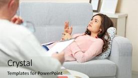  Presentation with compassion - Beautiful theme featuring compassion - young woman lying on sofa backdrop and a light gray colored foreground