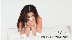  Presentation with woman sad - PPT layouts consisting of compassion fatigue - sad woman sitting in bed background and a white colored foreground