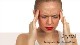  Presentation with head anatomy - Presentation enhanced with compassion fatigue - woman holding head background and a  colored foreground