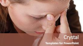  Presentation with hands holding - Theme consisting of compassion fatigue - woman with severe migraine headache background and a red colored foreground