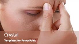  Presentation with holding hands - Beautiful presentation theme featuring compassion fatigue - woman with severe migraine headache backdrop and a coral colored foreground