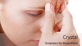  Presentation with migraine - Amazing slides having compassion fatigue - woman with severe migraine headache backdrop and a coral colored foreground