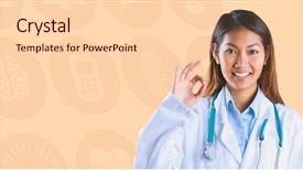  Presentation with doctor asian - Beautiful slide set featuring compassionate heart - asian doctor doing ok sign backdrop and a lemonade colored foreground