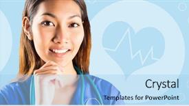  Presentation with nurse thinking - Audience pleasing presentation theme consisting of compassionate heart - asian nurse thinking with hand backdrop and a light blue colored foreground