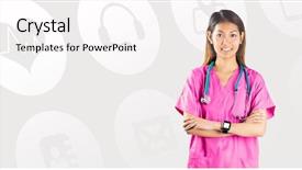  Presentation with medical heart - Colorful presentation theme enhanced with compassionate heart - asian nurse with arms crossed backdrop and a white colored foreground