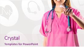  Presentation with medical heart - Colorful PPT theme enhanced with compassionate heart - asian nurse with stethoscope pointing backdrop and a lemonade colored foreground