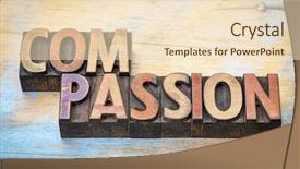  Presentation with compassion - PPT theme consisting of compassionate heart - compassion - word abstract background and a lemonade colored foreground