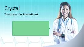  Presentation with doctor asian - Slide set featuring compassionate heart cross - asian doctor with smart watch background and a arctic colored foreground