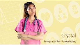  Presentation with nurse - Slide deck featuring compassionate heart cross - asian nurse crossing arms background and a cream colored foreground