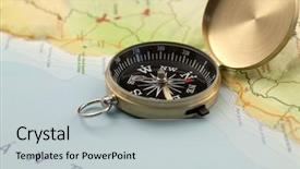  Presentation with compass map - PPT layouts with compast - gold compass map background and a light gray colored foreground