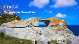  Presentation with stone - Amazing PPT theme having compast - pedra da campa stone hole backdrop and a cobalt blue colored foreground