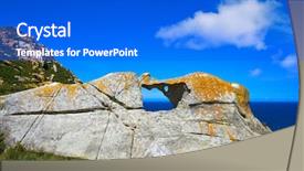  Presentation with grotte hole - Slide set consisting of compast - pedra da campa stone hole background and a cobalt blue colored foreground