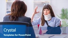  Presentation with compensation - Beautiful slide deck featuring compensation - injured employee visiting lawyer backdrop and a ocean colored foreground