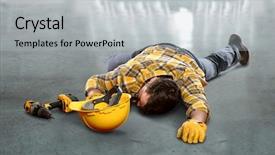  Presentation with concrete - Colorful presentation theme enhanced with compensation - injured worker laying on concrete backdrop and a light gray colored foreground