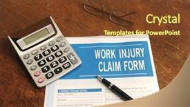  Presentation with work injury - Presentation theme enhanced with compensation - insurance blank work injury claim background and a tawny brown colored foreground
