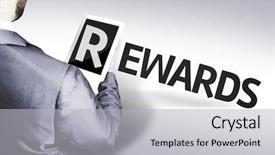  Presentation with rewards - Slide set featuring compensation benefit - business man with the text background and a light gray colored foreground