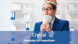  Presentation with compensation - Slides with compensation management - businessman king with money background and a ocean colored foreground
