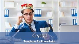  Presentation with office king - Amazing presentation theme having compensation management - businessman king with money backdrop and a ocean colored foreground