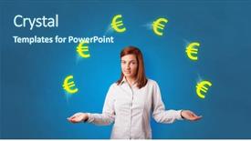  Presentation with euro - Beautiful slide set featuring compensation management - young happy person juggle backdrop and a ocean colored foreground