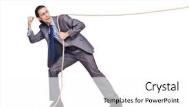  Presentation with hanging rope pictures white - Presentation design featuring competative forces - businessman pulling rope on white background and a white colored foreground