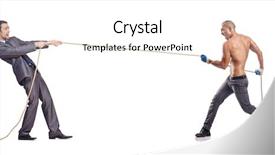  Presentation with hanging rope pictures white - Colorful slide deck enhanced with competative forces - businessman pulling rope on white backdrop and a  colored foreground