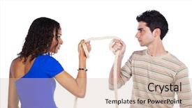  Presentation with rope - Theme consisting of competative forces - man and woman pulling background and a soft green colored foreground