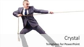  Presentation with tug of war sport - Colorful slides enhanced with competative forces - man in tug of war backdrop and a white colored foreground