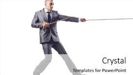  Presentation with tug of war sport - Colorful presentation theme enhanced with competative forces - man in tug of war backdrop and a  colored foreground