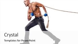  Presentation with fared rope - Beautiful presentation design featuring competative forces - muscular man pulling the rope backdrop and a white colored foreground