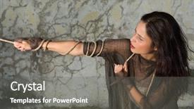  Presentation with force - Amazing slides having competative forces - woman in rags pulling backdrop and a  colored foreground