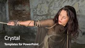  Presentation with force - Cool new PPT theme with competative forces - woman in rags pulling backdrop and a  colored foreground