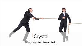  Presentation with rope - Audience pleasing slide deck consisting of competative forces - young businessman pulling rope isolated backdrop and a white colored foreground