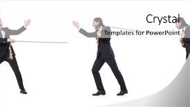  Presentation with rope - Audience pleasing PPT layouts consisting of competative forces - young businessman pulling rope isolated backdrop and a white colored foreground