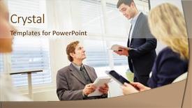  Presentation with attorney - Theme with competence - attorney in business meeting background and a sky blue colored foreground