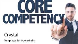  Presentation with business man climbs up to the top of 3d success stairs steps - Presentation featuring competence - business man pointing the text background and a white colored foreground