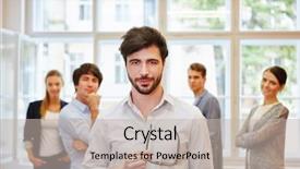  Presentation with successful - Slides consisting of competence - competent businessman as manager background and a  colored foreground